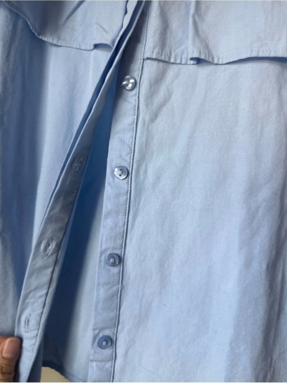 Lucky Brand Light Blue Cold-Shoulder Ruffle Button-Front Top - Picture 2 of 6